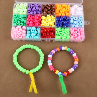 9MM大孔珠子桶珠彩色实色亚克力散珠小马珠DIY饰品手工串珠材料