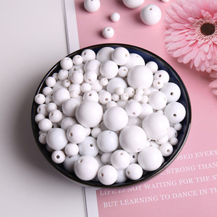 diy饰品配件手工串珠不掉皮白色糖果珠6 散珠子手缝手链材料 20mm