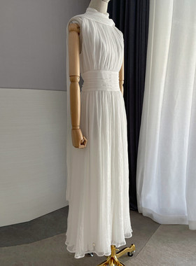 DR大荣小铺白月光希腊女神仙女裙白色挂脖连衣裙法式小众温柔裙子