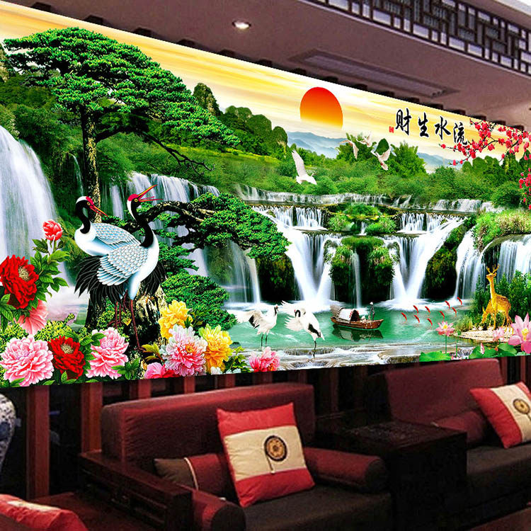 蒙娜麗莎新款精准印花十字繡滿繡客廳風景畫山水畫迎客松流水生財在類目 居家布藝, 十字繡及工具配件, 十字繡套件中 - 來自Buy2taobao.com提供專業的淘寶代購服務