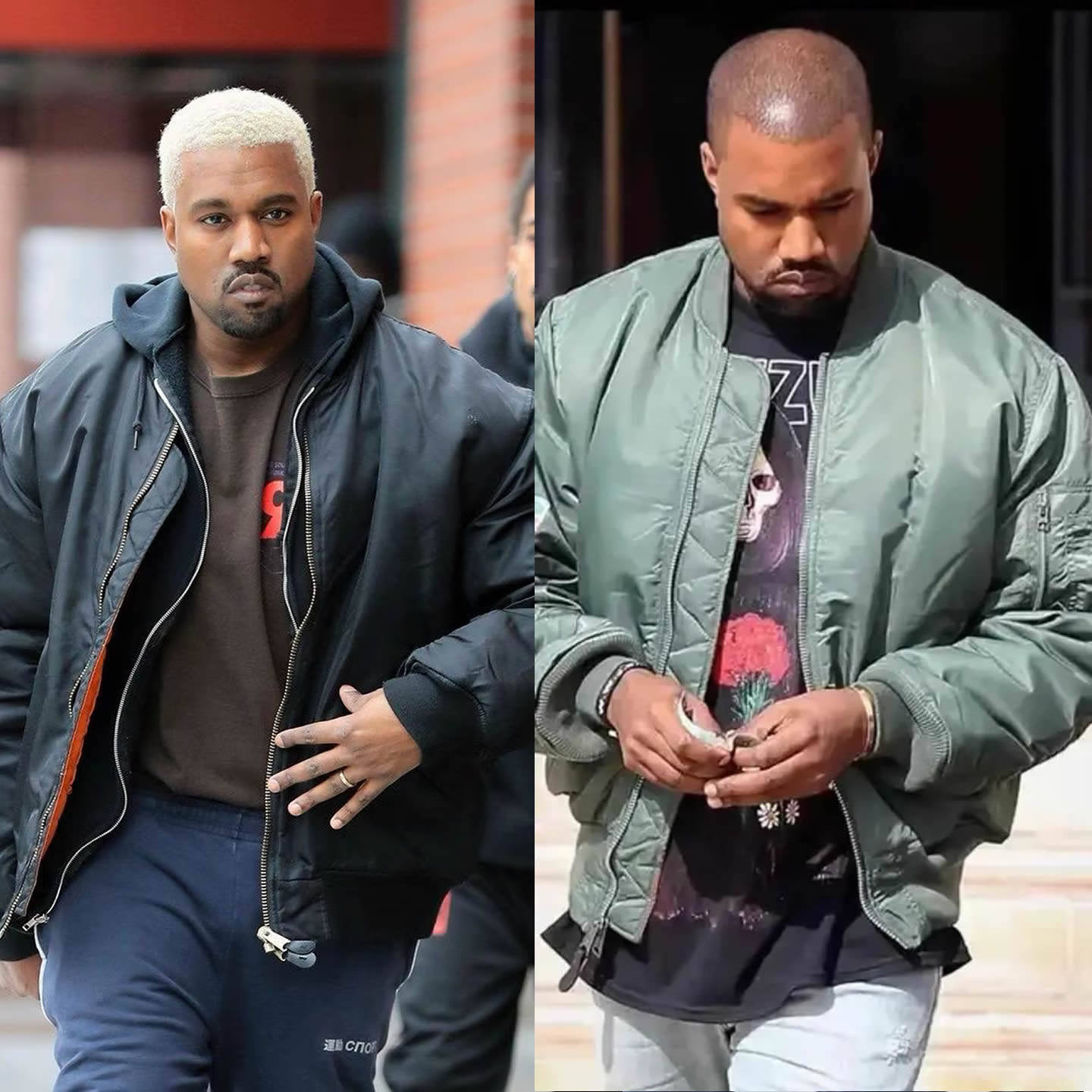 Kanye阿姆Eminem侃爷飞行员夹克bomber外套秋冬厚实美式MA1防水潮