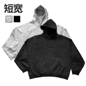 狠货Boxy短宽重磅侃爷卫衣FOG风格净色加绒同款连帽高街阔型美式
