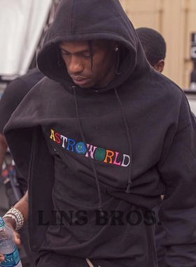 Travis Scott高品质同款卫衣彩色绣花 Astroworld潮流连帽衫 林氏