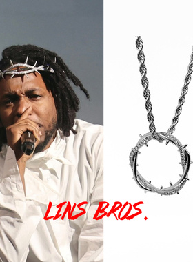 Kendrick Lamar荆棘冠项链喇嘛镶钻说唱项链白金色吊坠嘻哈林氏