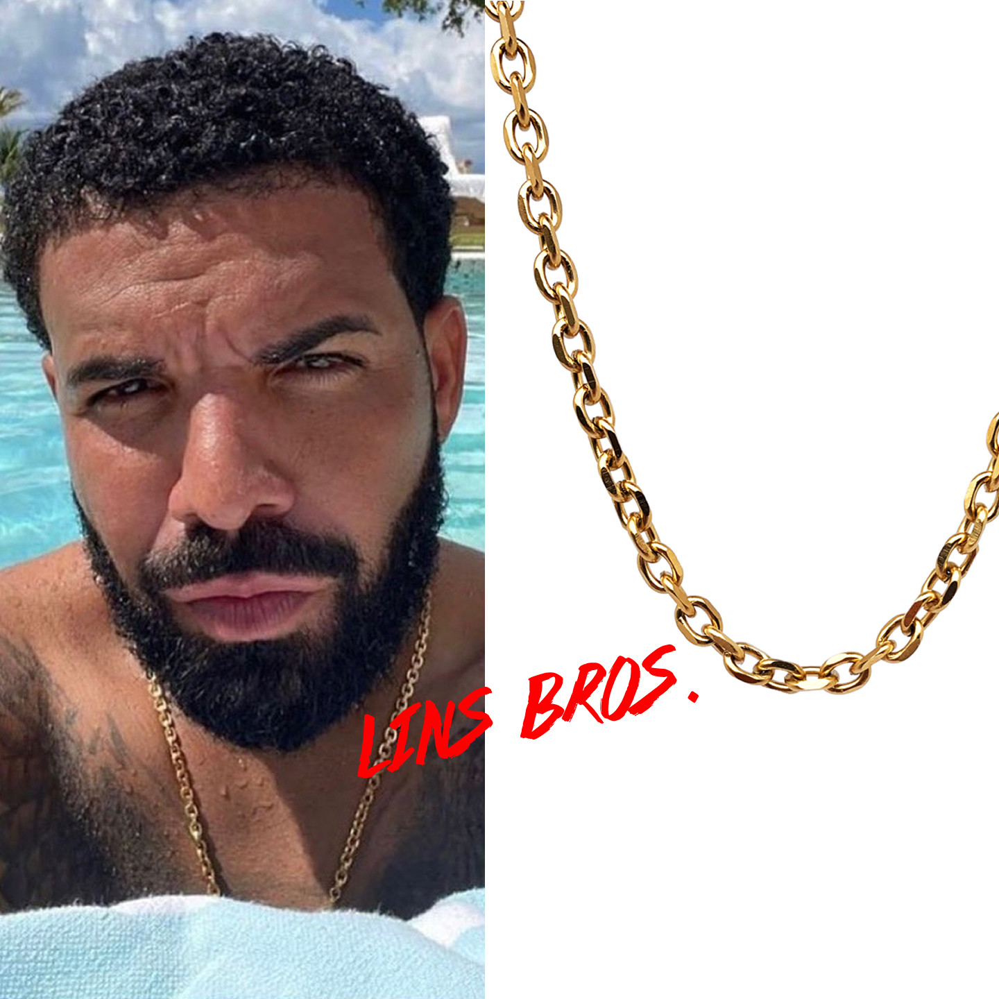 高版本精钢Drake同款项链素链钛钢镀金嘻哈吊坠饰品说唱Rap