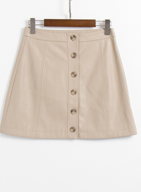 出北欧 产前样 女士 水洗PU皮本身短裙 F430285