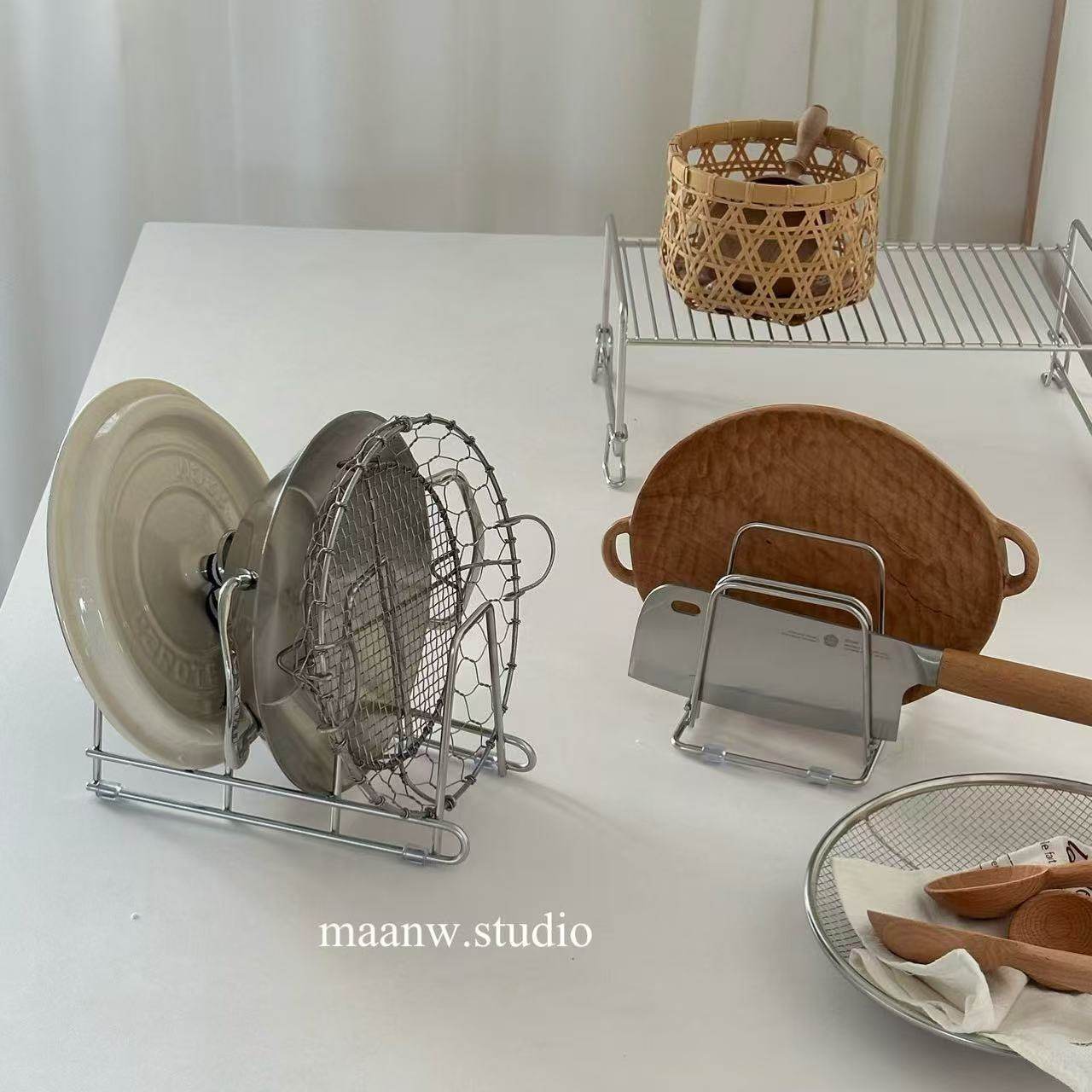 maanw 加粗304不锈钢平底锅煎锅架砧板锅盖刀具多用途厨房置物架,厨房/烹饪用具,锅盖架/锅盖收纳垫,淘宝优惠券,粉丝福利购,淘宝优惠卷