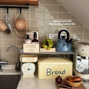 厨房不锈钢置物架烤箱电饭煲微波炉台面收纳架可叠加 store Fish