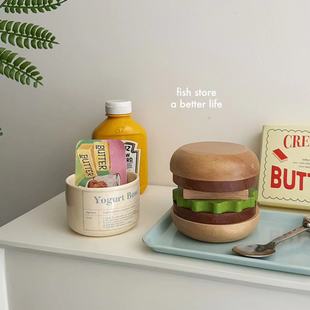 日式 store 创意汉堡造型木质杯垫六件套隔热垫餐垫碗垫木碟 Fish