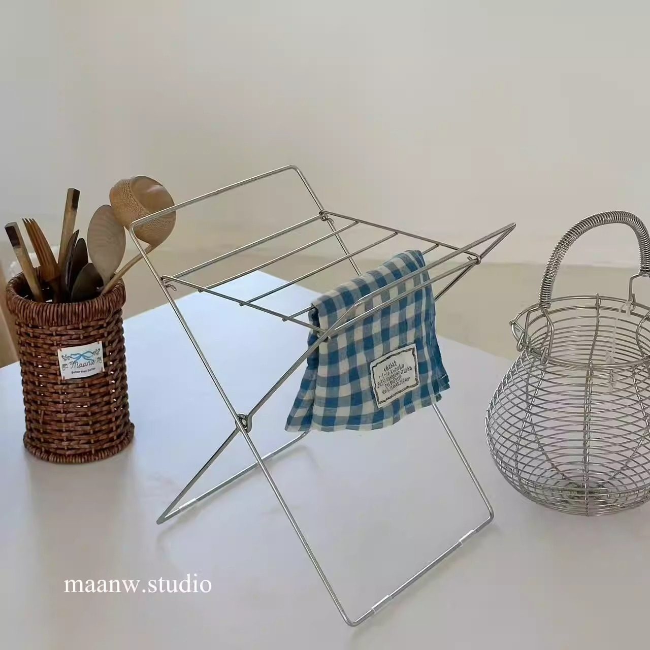 maanw 可折叠不锈钢厨房置物架手套抹布擦手巾晾干架垃圾袋支架,厨房/烹饪用具,抹布架/厨房清洁收纳架,淘宝优惠券,粉丝福利购,淘宝优惠卷