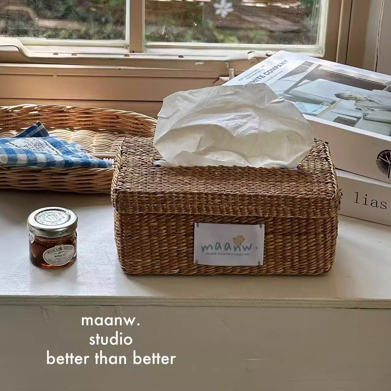 maanw 森系小鸟草编纸巾盒客厅茶几桌面收纳抽纸盒编织创意,收纳整理,纸巾盒,淘宝优惠券,粉丝福利购,淘宝优惠卷