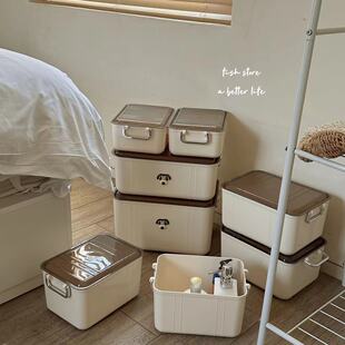 奶油风衣物杂物玩具化妆品内衣收纳盒带盖整理盒 store Fish