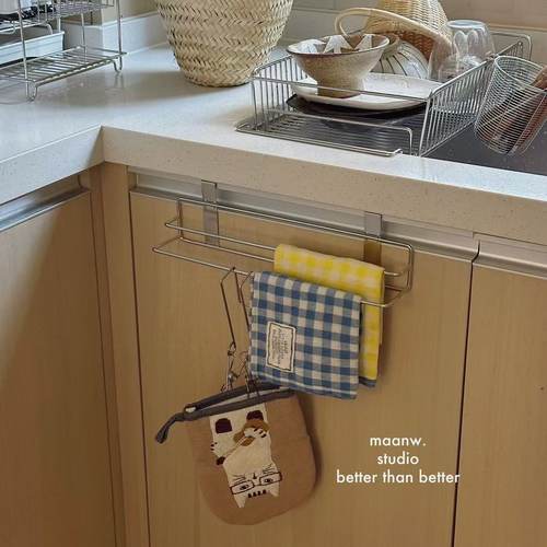 不锈钢厨房柜门毛巾架多用途