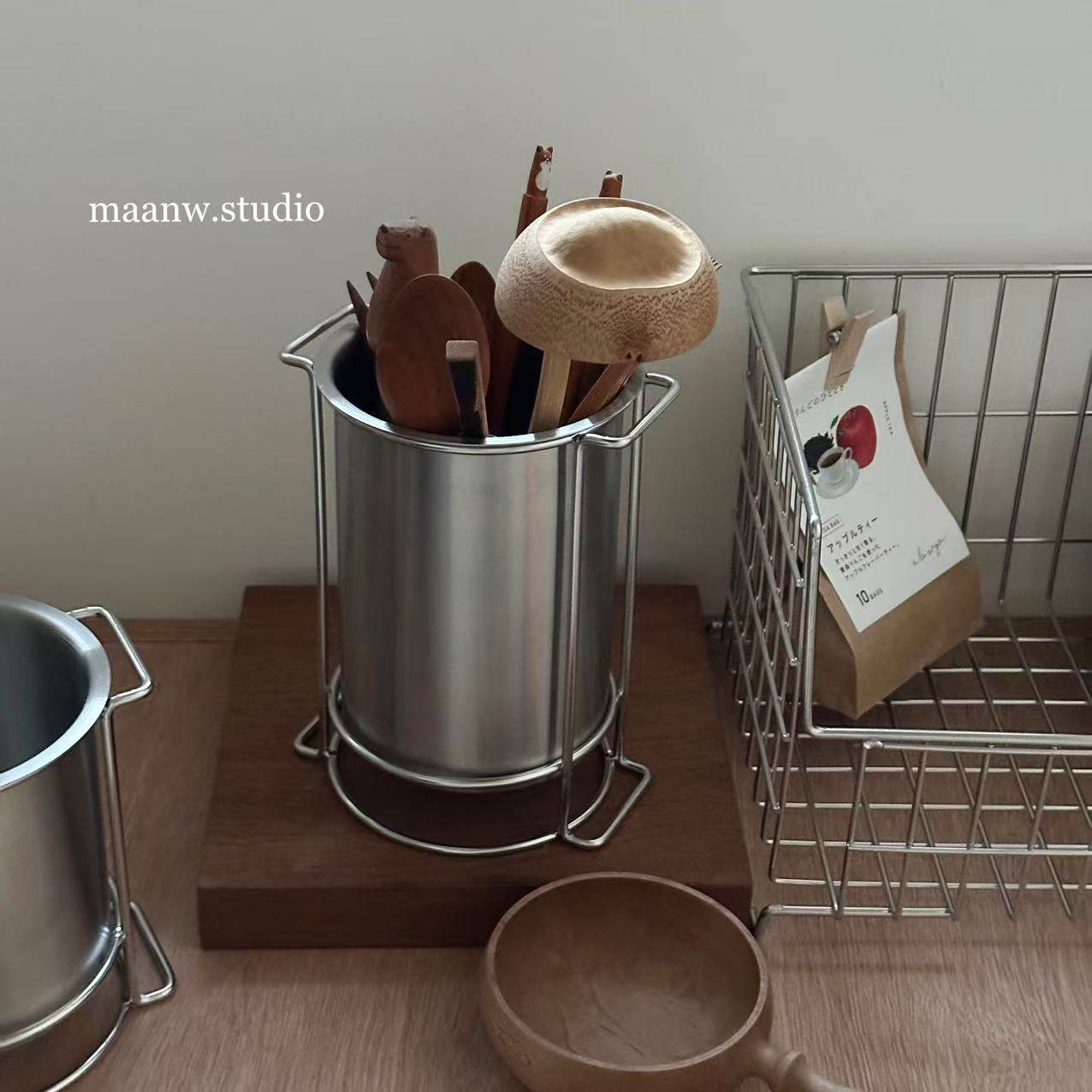 maanw 加厚304不锈钢沥水筷子笼餐具磨砂收纳筒可拆易清洗,餐饮具,餐具笼/架,淘宝优惠券,粉丝福利购,淘宝优惠卷