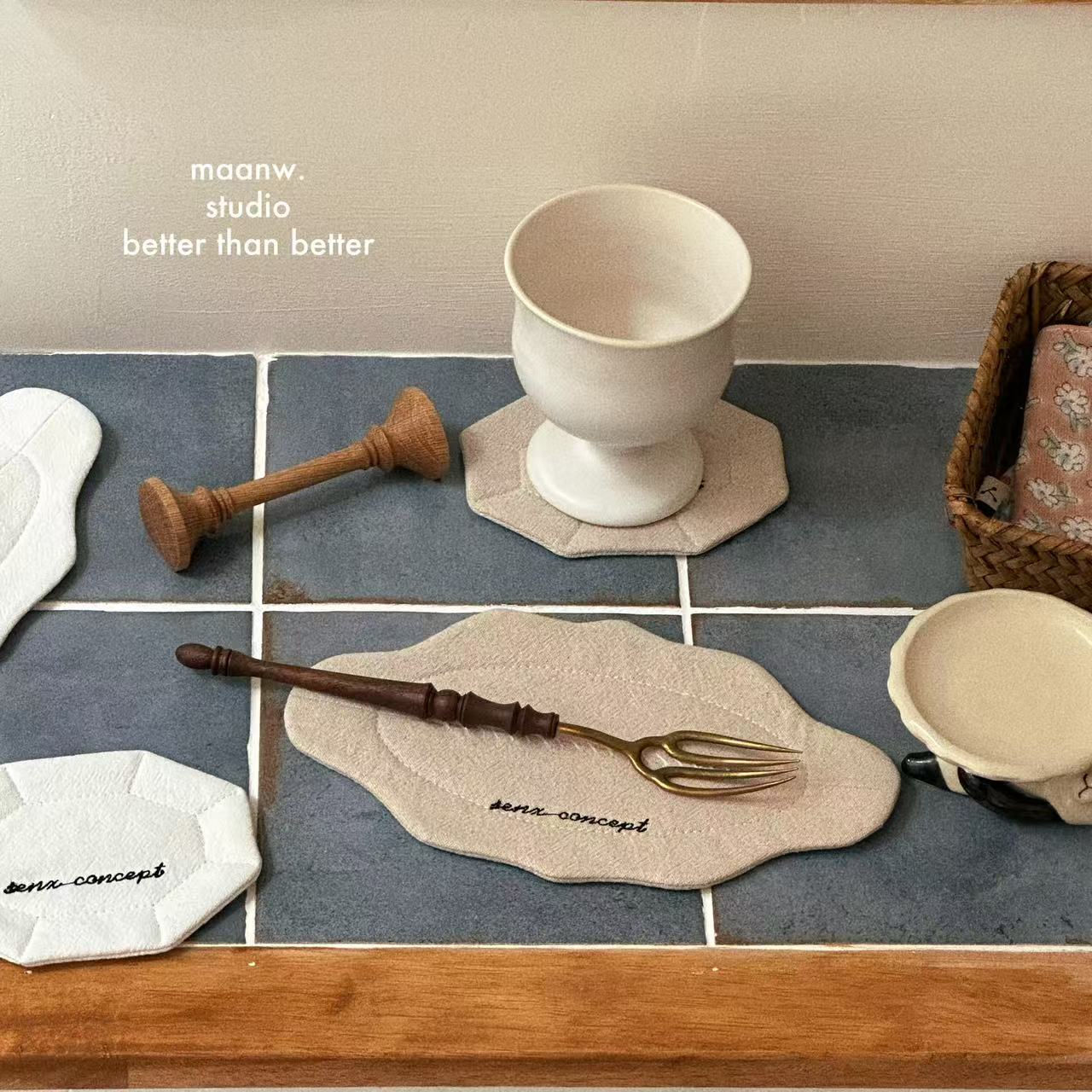 日式ins风棉麻垫布隔热杯