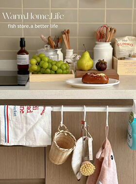 maanw 日式厨房浴室免打孔可伸缩毛巾架金属橱柜门工具挂杆