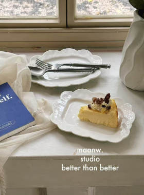 maanw 白色云朵盘下午茶盘不规则花边陶瓷盘甜品早餐盘蛋糕盘