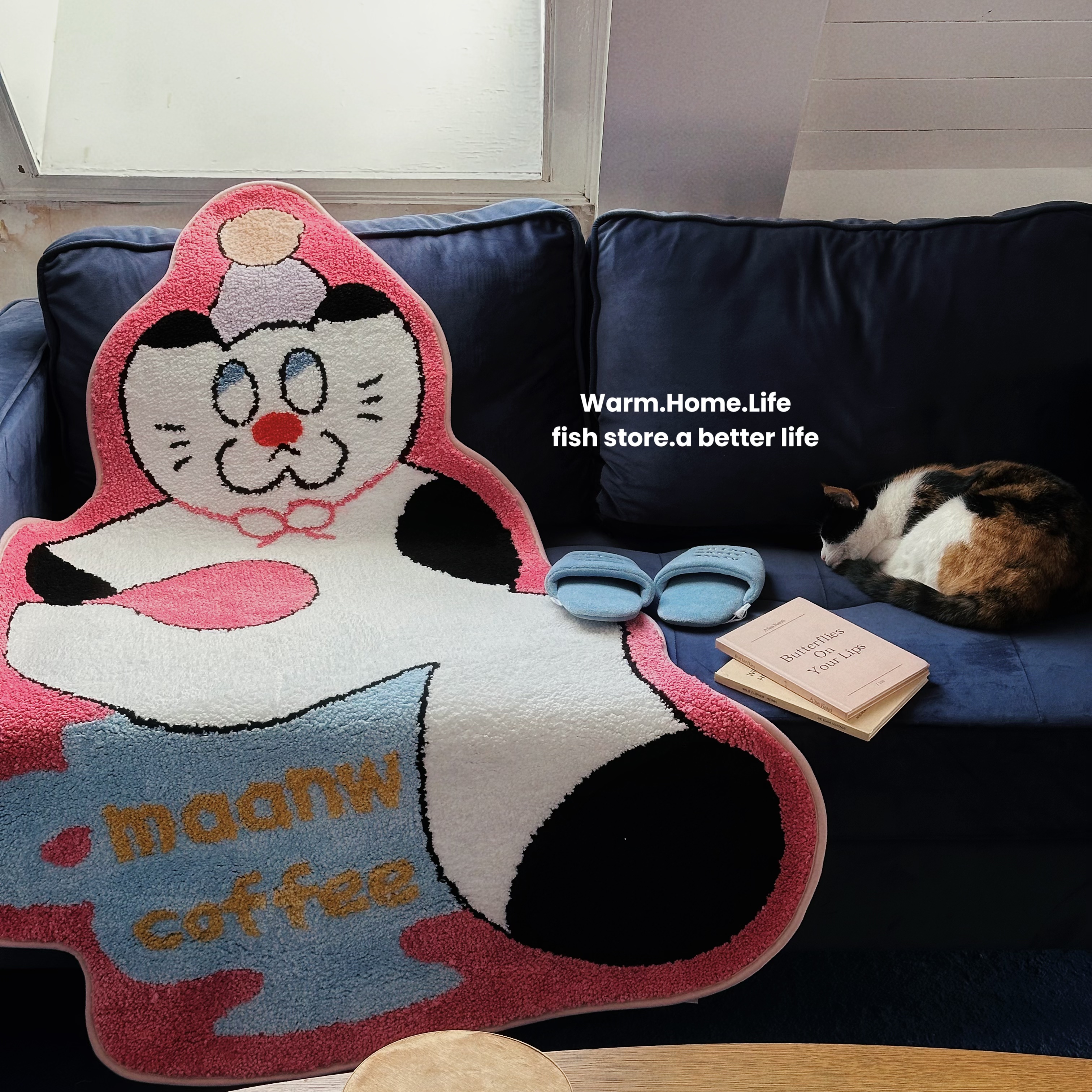 原创喵呜猫床边地毯防滑垫