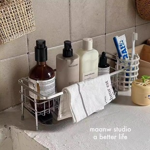 304不锈钢厨房置物架抹布架海绵沥水架护肤品收纳 store Fish