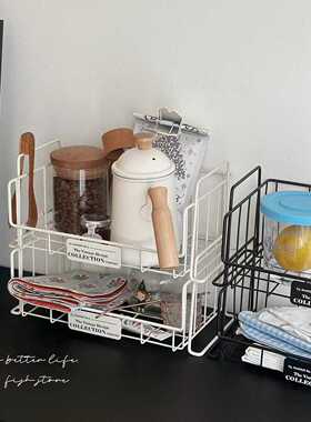 *Fish store*日式铁艺哑光置物架收纳架咖啡罐书本杂物整理架