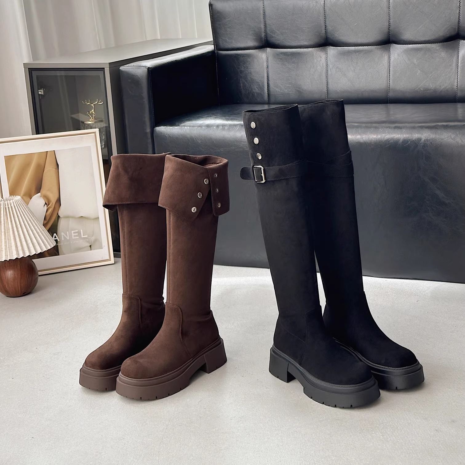 厚底增高长筒靴2025秋款瘦瘦靴
