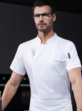 2025夏季SU短袖厨师服可印字定制Logo酒店厨房酒楼食堂大厨5089
