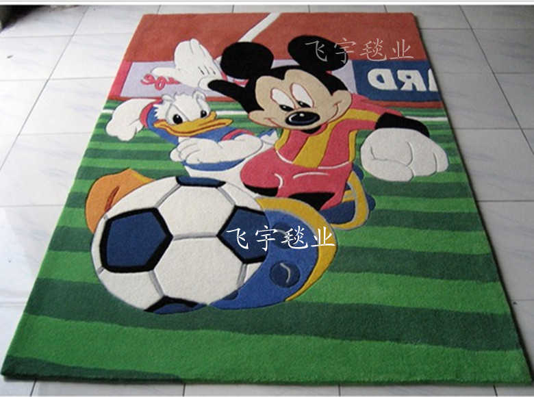手工混纺儿童床边飘窗卡通地毯