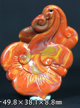 北票战国红灵芝如意项链坠毛衣链