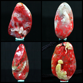 天然内蒙古巴林鸡血石粉冻芙蓉冻雕件随型挂件吊坠项坠毛衣链项链