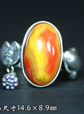 北票战国红女款闪丝银戒指指环圈