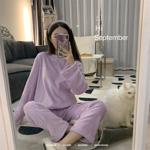 Real price pajamas women's coral velvet winter new thickened Plush home clothes winter winter suit