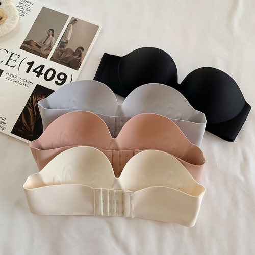 Real photos without reduction of strapless underwear, small breasts gathered, non slip, one piece traceless bra, invisible bra