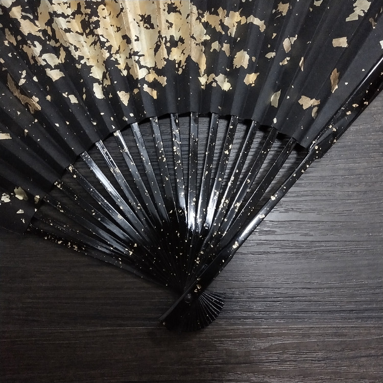 文玩扇子精品9.5寸老艺人大漆鎏金洒金工艺扇骨宣纸折扇苏工扇面