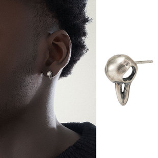 ACITY喜城925纯银暗黑风鸟头耳钉男女小众乌鸦耳环高级感复古耳饰