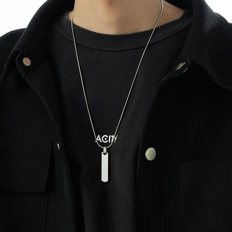 ACITY喜城简约长方牌项链不掉色