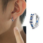 ACITY喜城925纯银高级感锆石蓝色钻耳环男轻奢嘻哈小众耳钉女耳饰