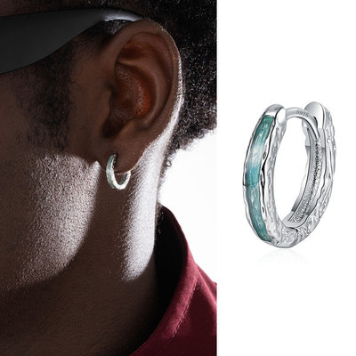 ACITY喜城925纯银湖蓝色溶液耳环