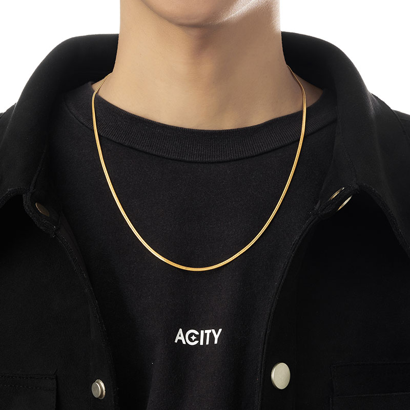 ACITY喜城金色蛇骨项链不掉色