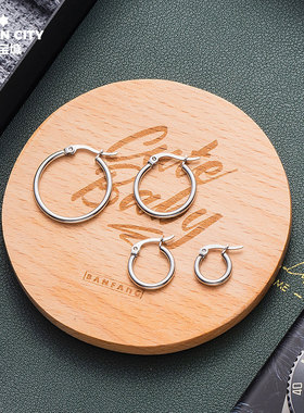 简约圆环耳环耳钉个性潮男女耳圈GD同款气质圆圈耳扣圈圈钛钢耳饰