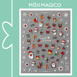 TL071 素点钻立体浮雕美甲贴纸防水指甲贴饰品3399 茉季 圣诞雪人元