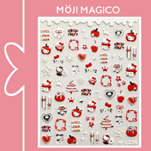 茉季 圣诞节凯蒂猫咪果冻胶烫银美甲贴纸防水指甲贴装 饰饰品M1228