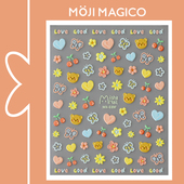 茉季 立体手帐美甲贴纸防水指甲贴装 饰贴花饰品小熊花花蝴蝶MN039