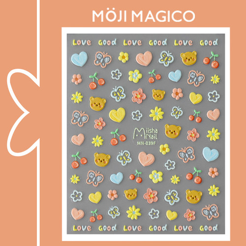 茉季中国美甲贴纸立体浮雕效果