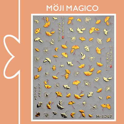 茉季秋日烫金枫叶中国风美甲贴纸防水指甲贴装饰贴花饰品M1247