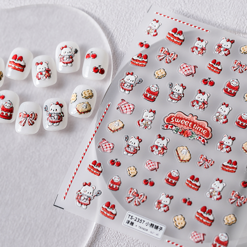 茉季中国美甲贴纸立体浮雕效果