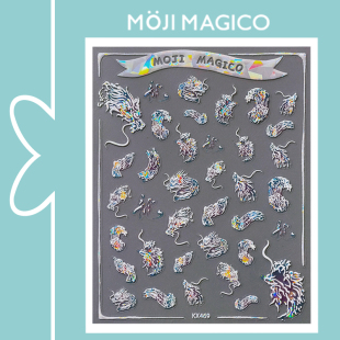 茉季线条龙头玻璃碎美甲贴纸防水指甲贴装饰贴花饰品kx469