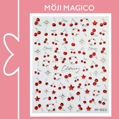 茉季 果冻胶樱桃烫银美甲贴纸防水指甲贴装 饰贴花饰品M981