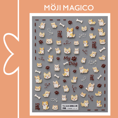 茉季中国美甲贴纸立体浮雕效果