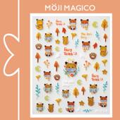 茉季 果冻胶镭射底可爱小狐狸美甲贴纸防水指甲贴装 饰贴花饰品M714