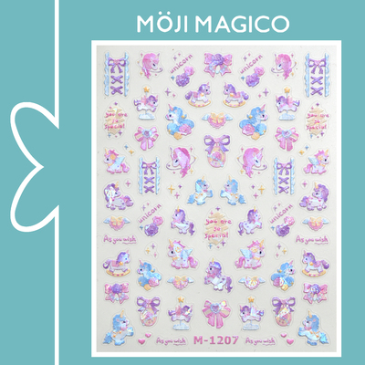 茉季梦幻独角兽玻璃碎美甲贴纸防水指甲贴装饰贴花饰品M1207
